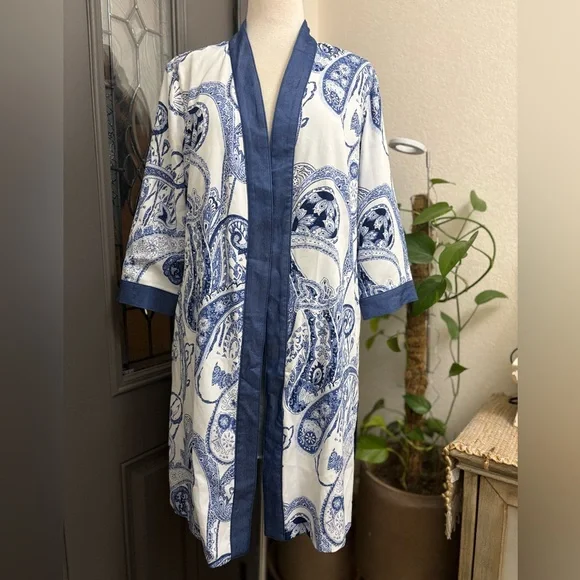 Chico's Reversible Kimono Paisley Tencel Duster Jacket  | Size 2 (L) - Picture 2 of 12